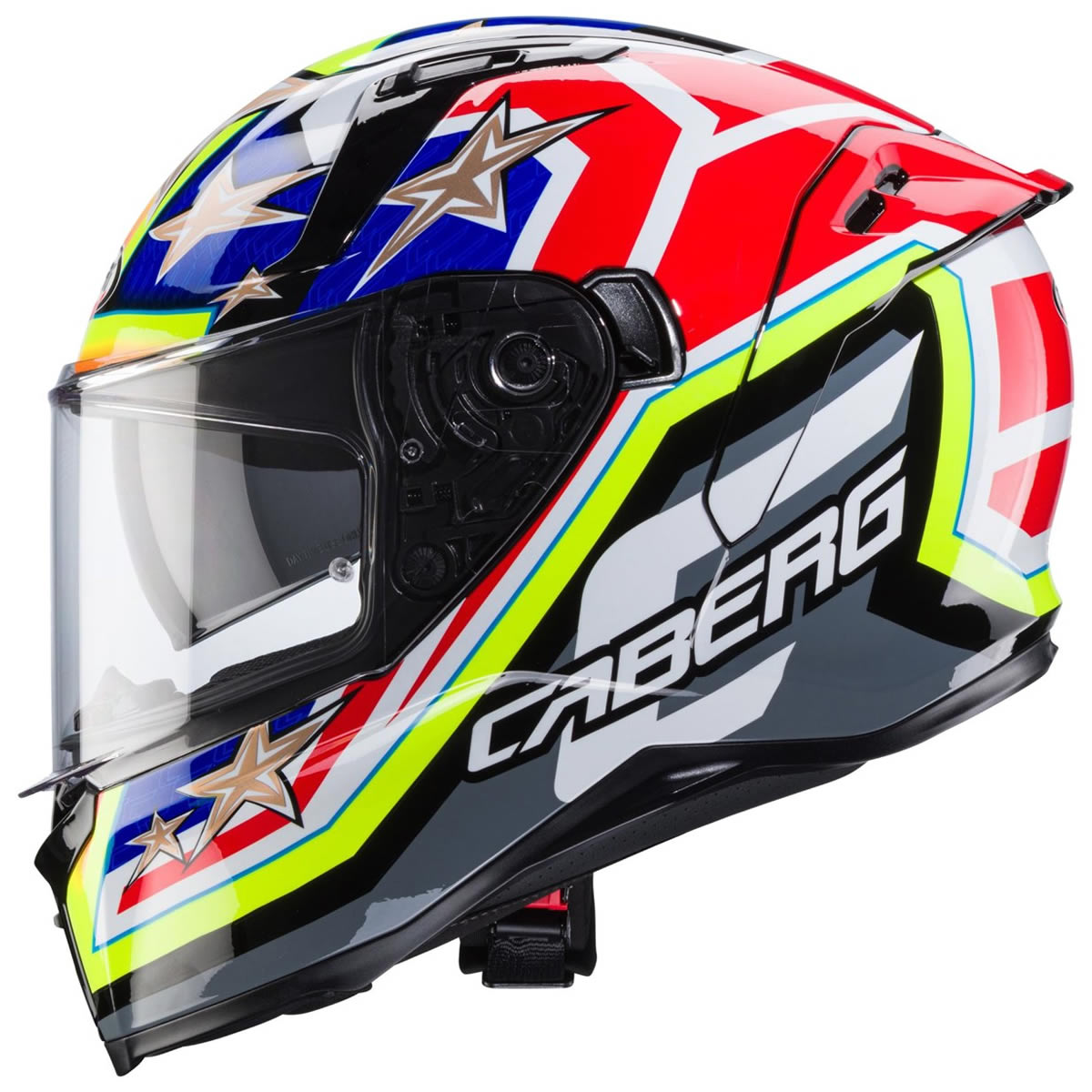 Caberg Avalon X Track Helm, schwarz-fluogelb-rot-blau