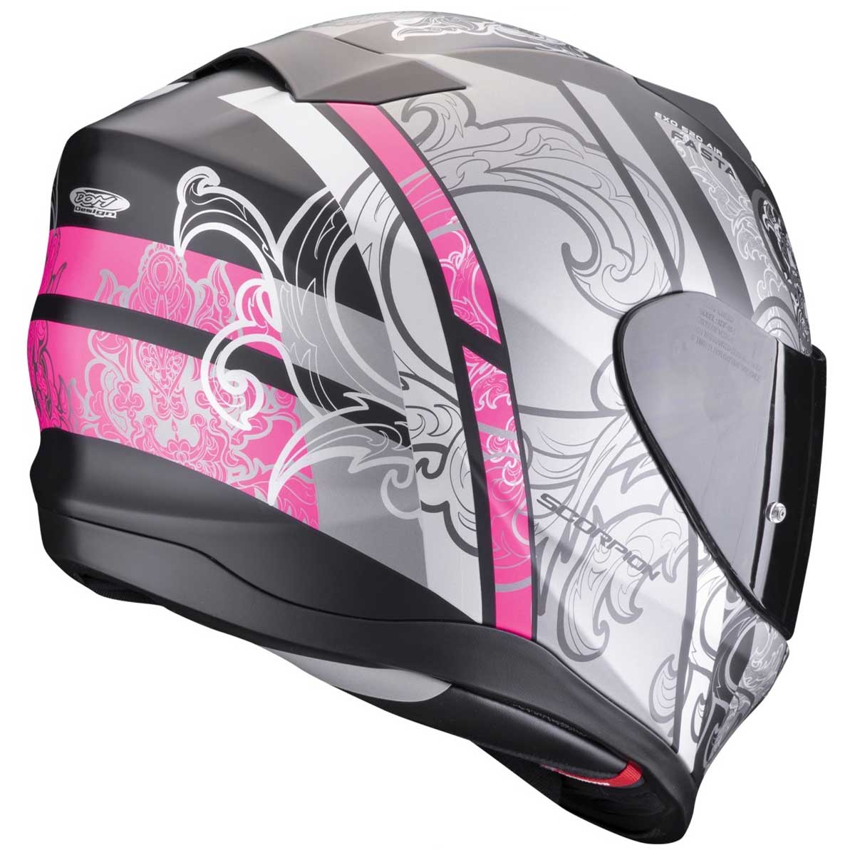 Scorpion EXO-520 EVO Air Fasta Helm, schwarz-silber-pink matt