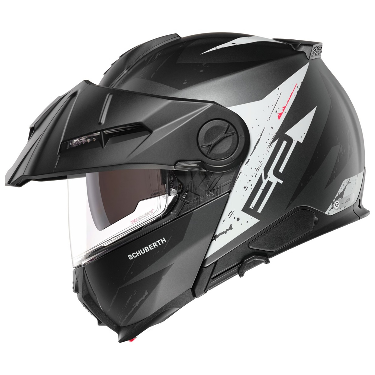 Schuberth Klapphelm Helm E2 Explorer, schwarz-grau-weiß-matt