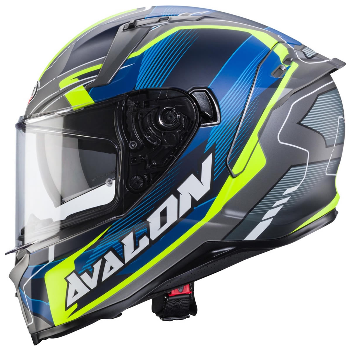 Caberg Avalon X Optic Helm, grau-blau-fluogelb matt