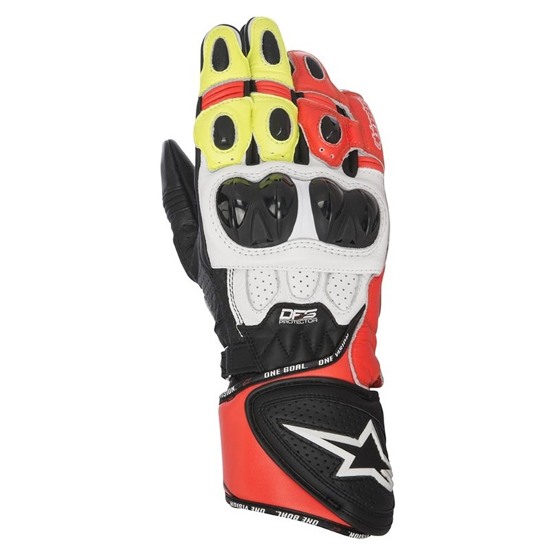 Alpinestars Handschuhe GP Plus R, schwarz-weiß-rot-gelb