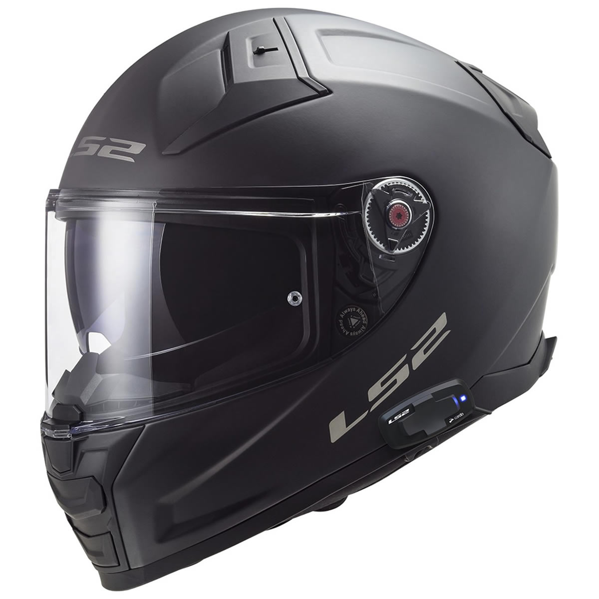LS2 Vector II FF811 Solid Helm inkl. 4X Kommunikation, schwarz matt