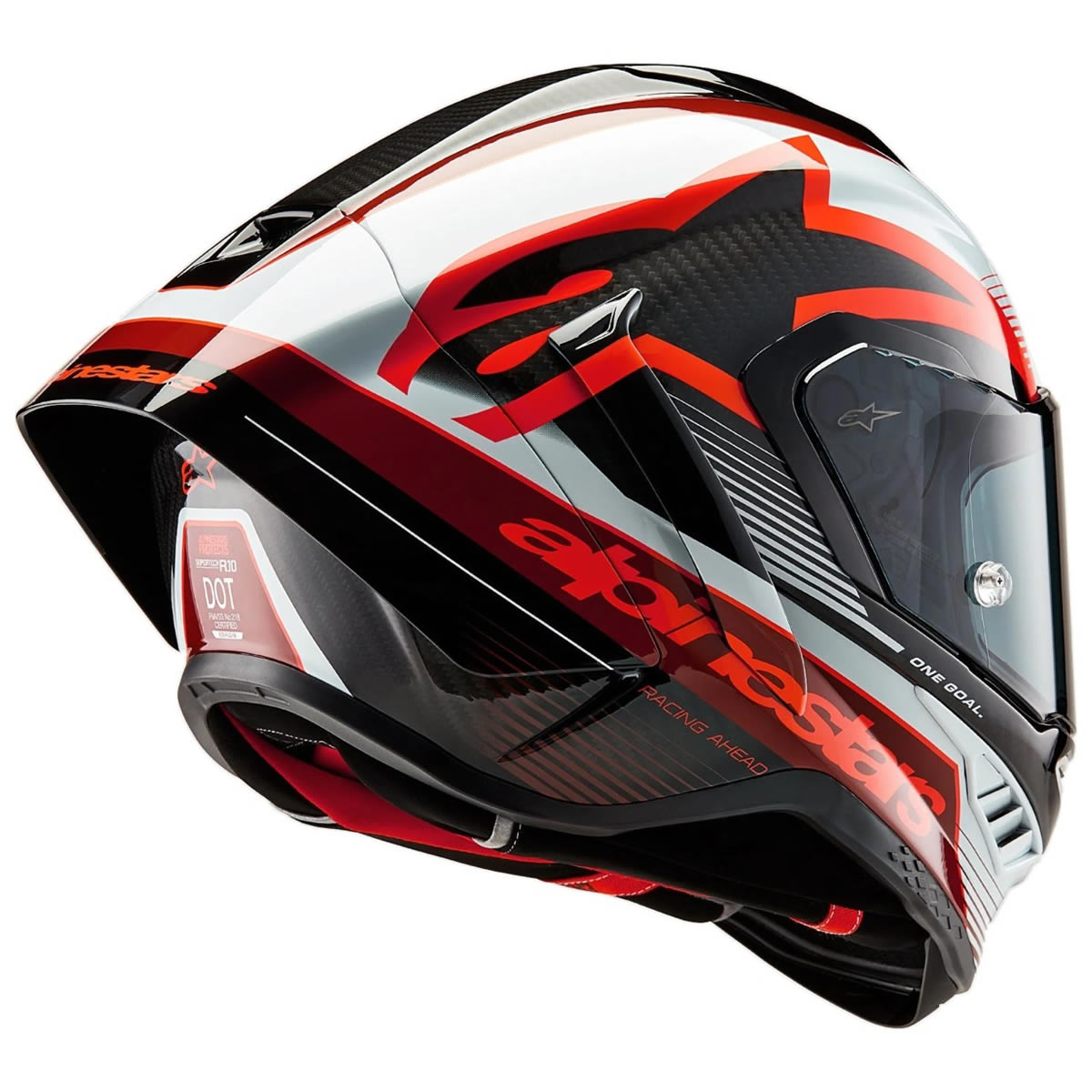 Alpinestars Supertech R10 Team Helm, schwarz-carbon-rot-weiß