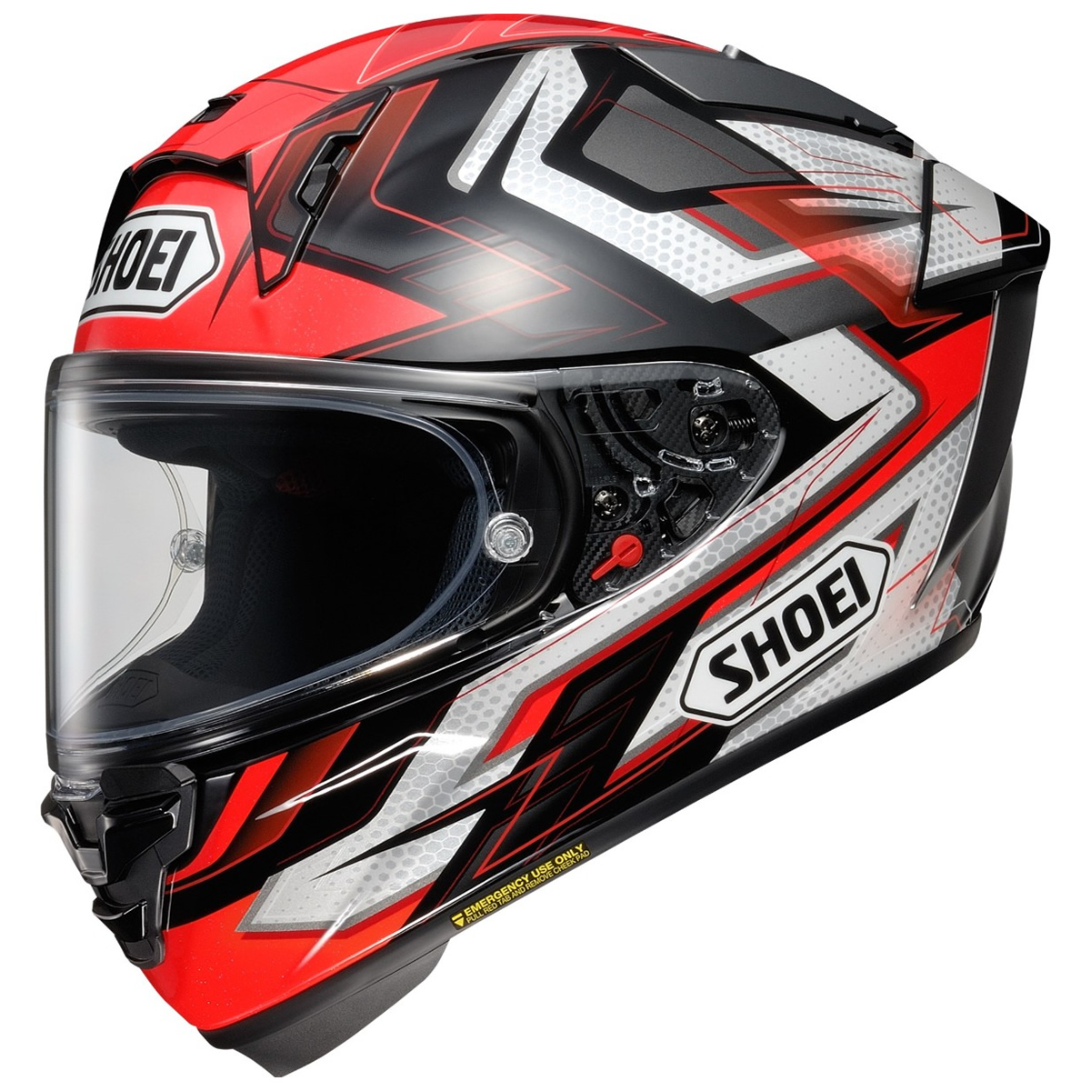 Shoei Helm X-SPR PRO Escalate, schwarz-weiß-rot