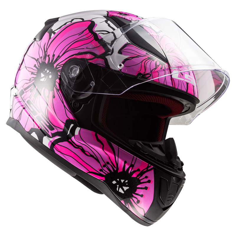 LS2 Helmets Helm Rapid FF353 Poppies, pink-schwarz-weiß
