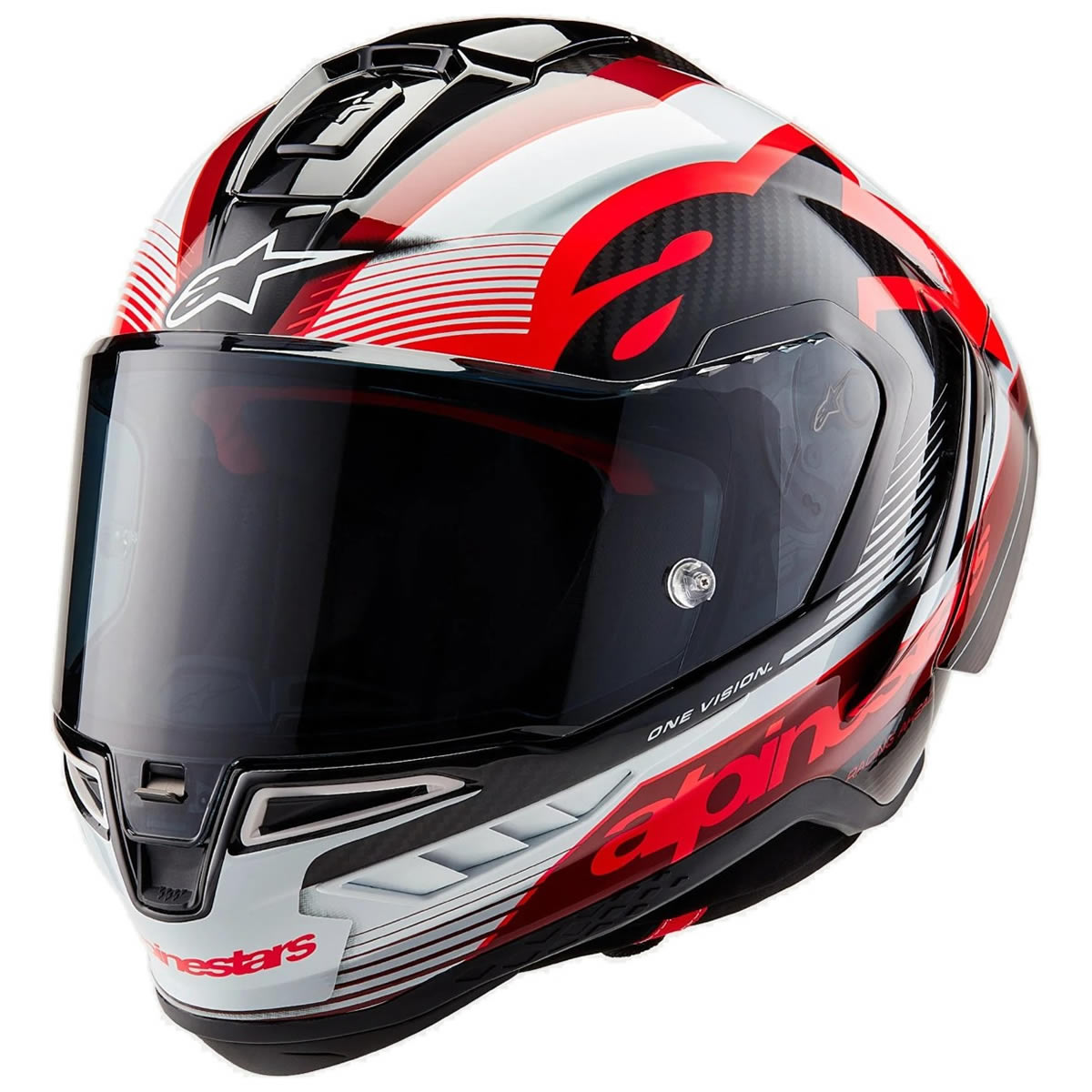Alpinestars Supertech R10 Team Helm, schwarz-carbon-rot-weiß