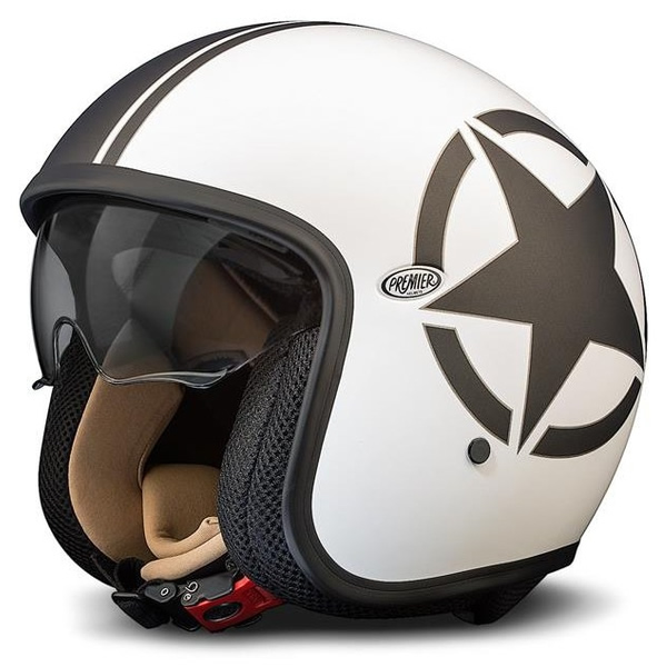 Premier Helm Vintage Star 8BM, weiß-schwarz-matt
