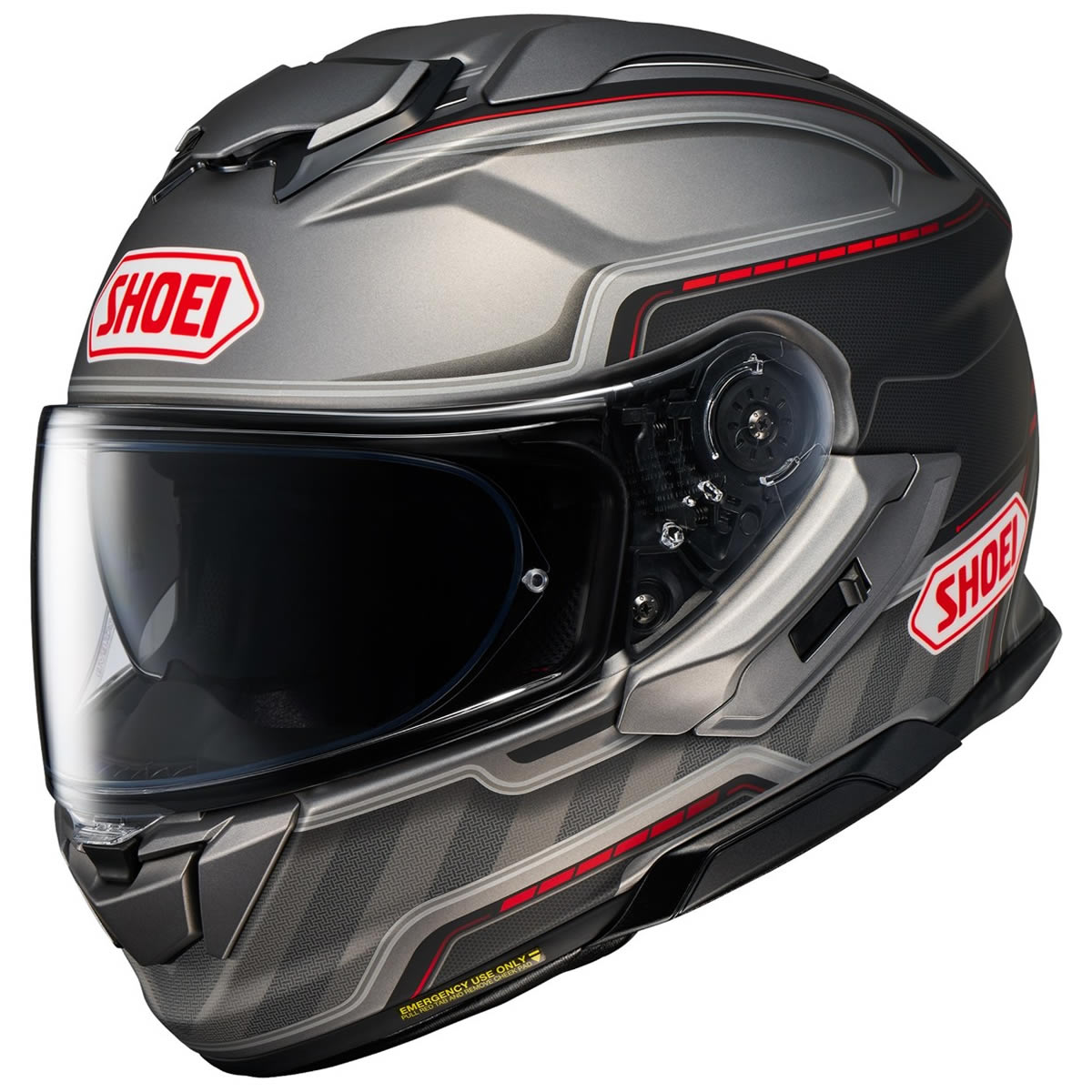 Shoei GT-Air 3 Discipline TC-1 Helm, grau-schwarz-rot matt