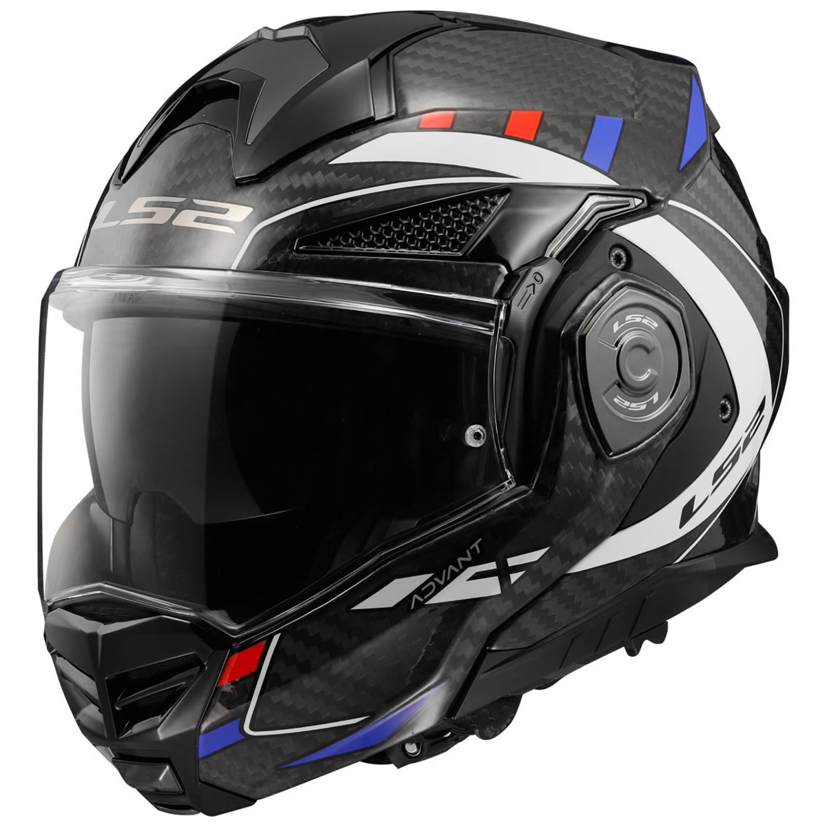 LS2 Helmets Advant X Carbon Future FF901 Future Klapphelm, weiß-blau-rot
