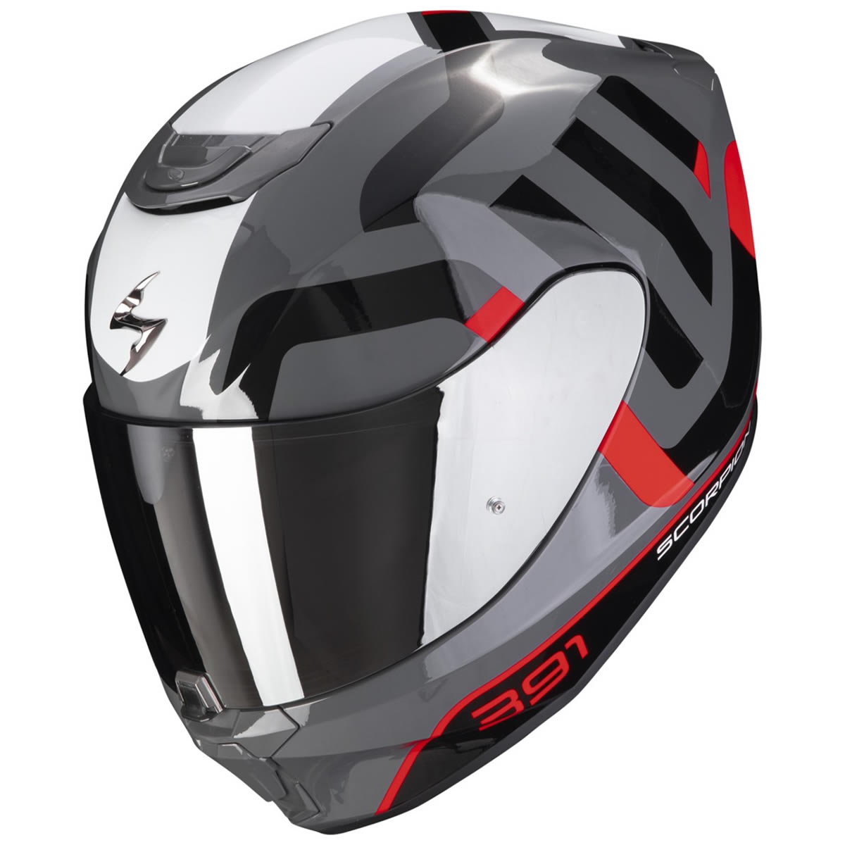 Scorpion EXO-391 Arok Helm, grau-rot-schwarz