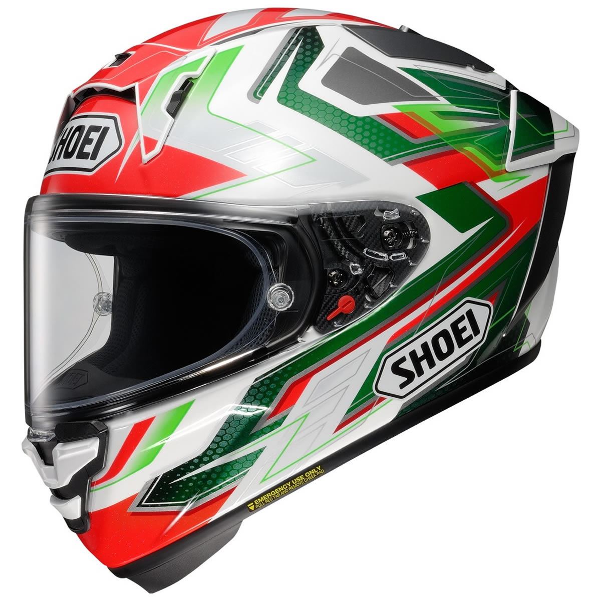 Shoei X-SPR PRO Escalate Helm, weiß-rot-grün