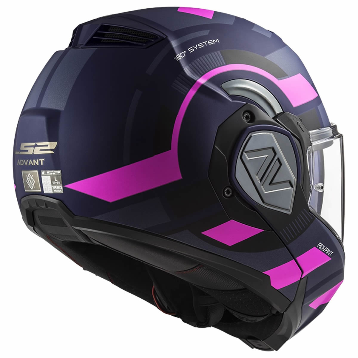 LS2 Helmets Klapphelm Advant Velum FF906, blau-fluopink matt