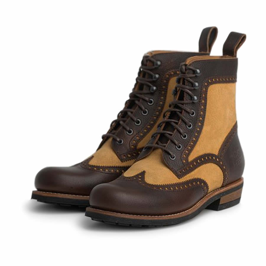 ROKKER Schuhe Frisco Brogue Boot Ltd, braun-beige