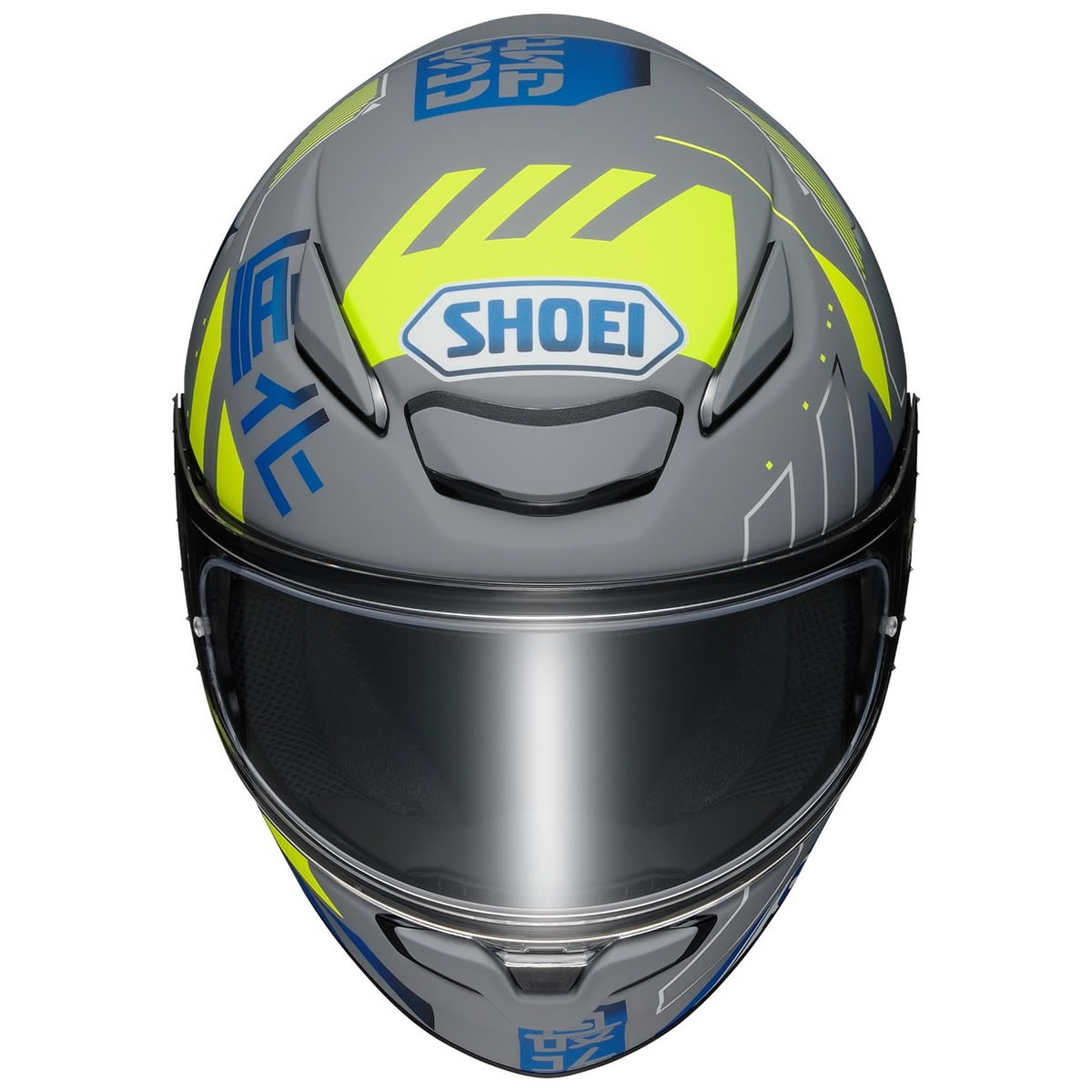Shoei Helm NXR2 Accolade TC-10, grau-blau-fluogelb matt