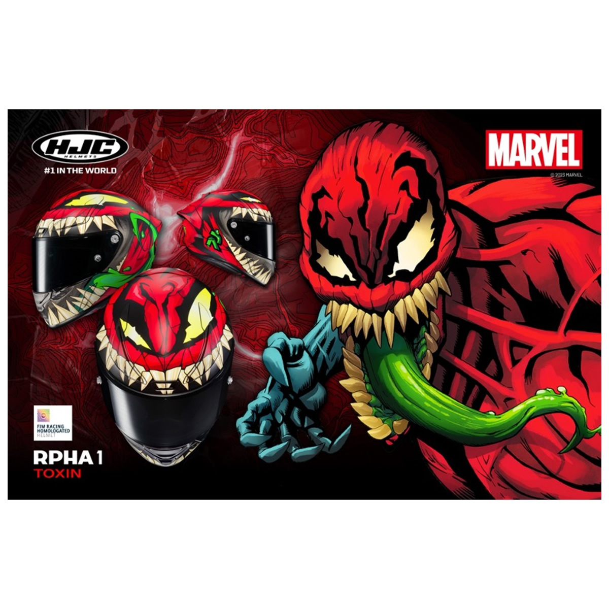 HJC RPHA 1 Toxin Marvel MC1SF Helm, schwarz-rot-grün matt