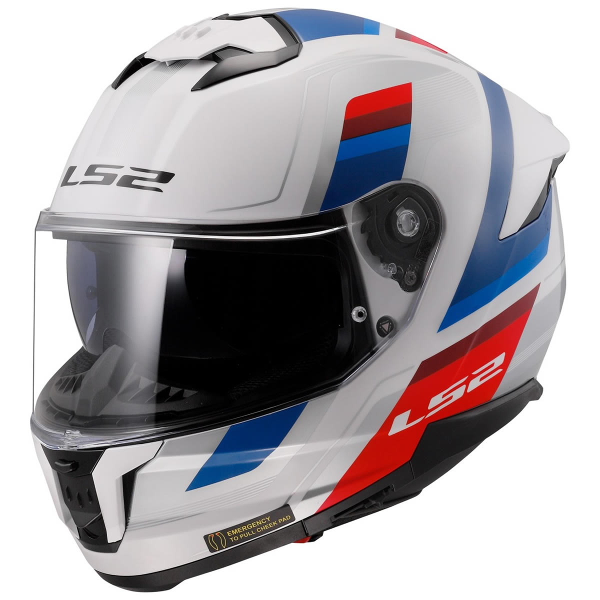 LS2 Stream II FF808 Vintage Helm, weiß-blau-rot