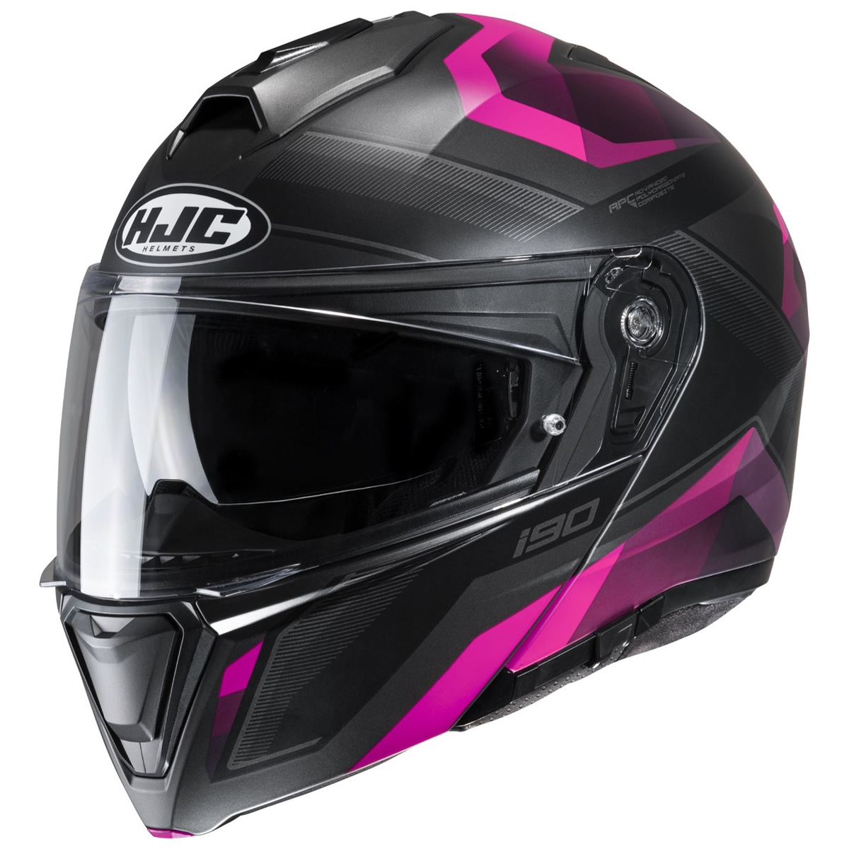 HJC Helm i90 Lark, schwarz-pink matt