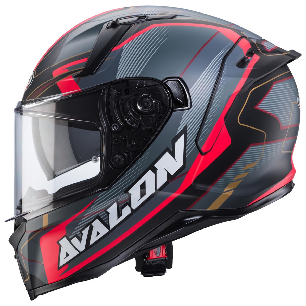Caberg Avalon X Optic Helm, schwarz-grau-rot matt