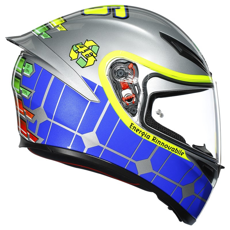 AGV K1 Rossi Mugello 2015 Helm, silber-blau-fluogelb