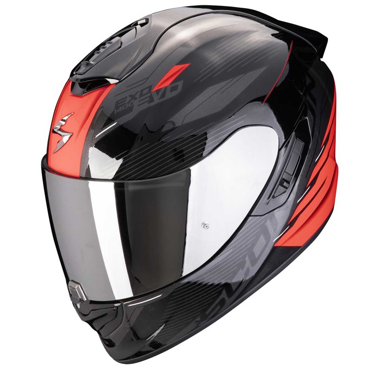 Scorpion EXO-1400 EVO II Air Luma Helm, schwarz-rot