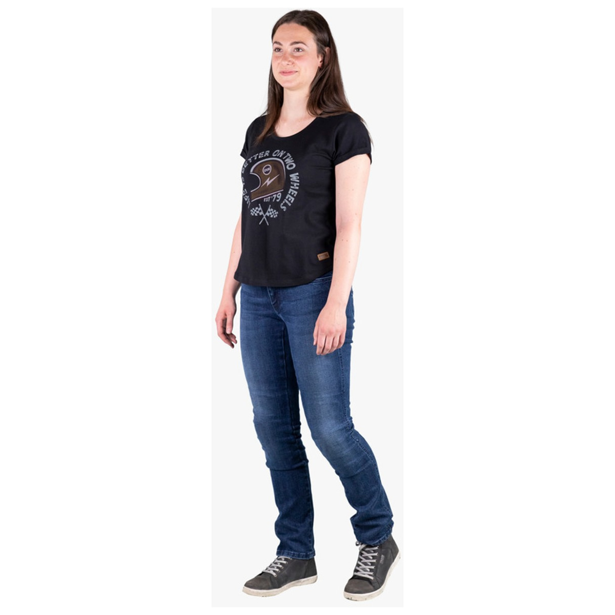 iXS Damen T-Shirt On Two Wheels, schwarz-rot