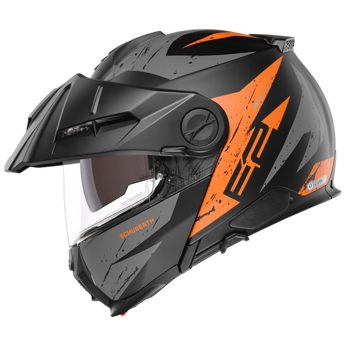 Schuberth Klapphelm Helm E2 Explorer, schwarz-grau-orange matt