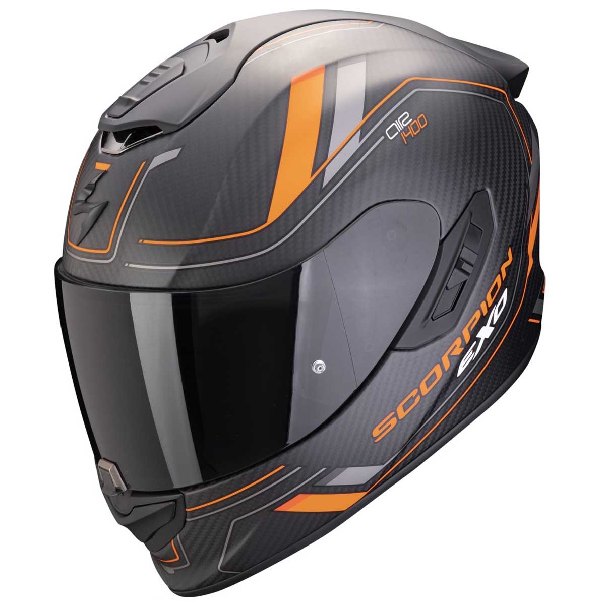 Scorpion EXO-1400 EVO II Carbon Air Mirage Helm, schwarz-orange matt