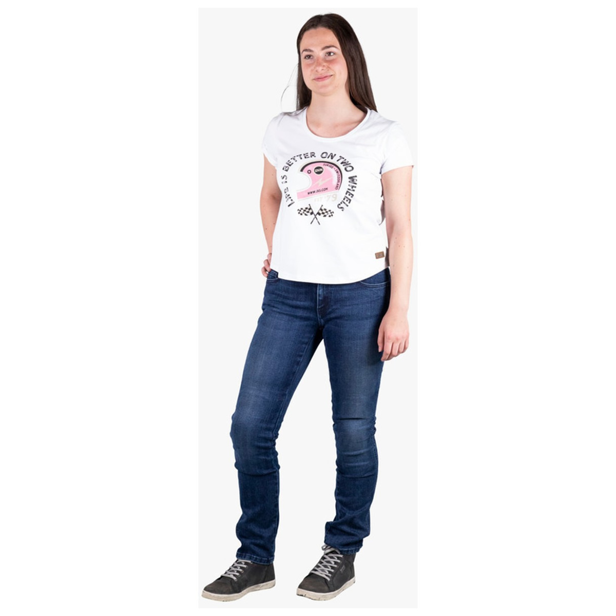 iXS Damen T-Shirt On Two Wheels, weiß-pink