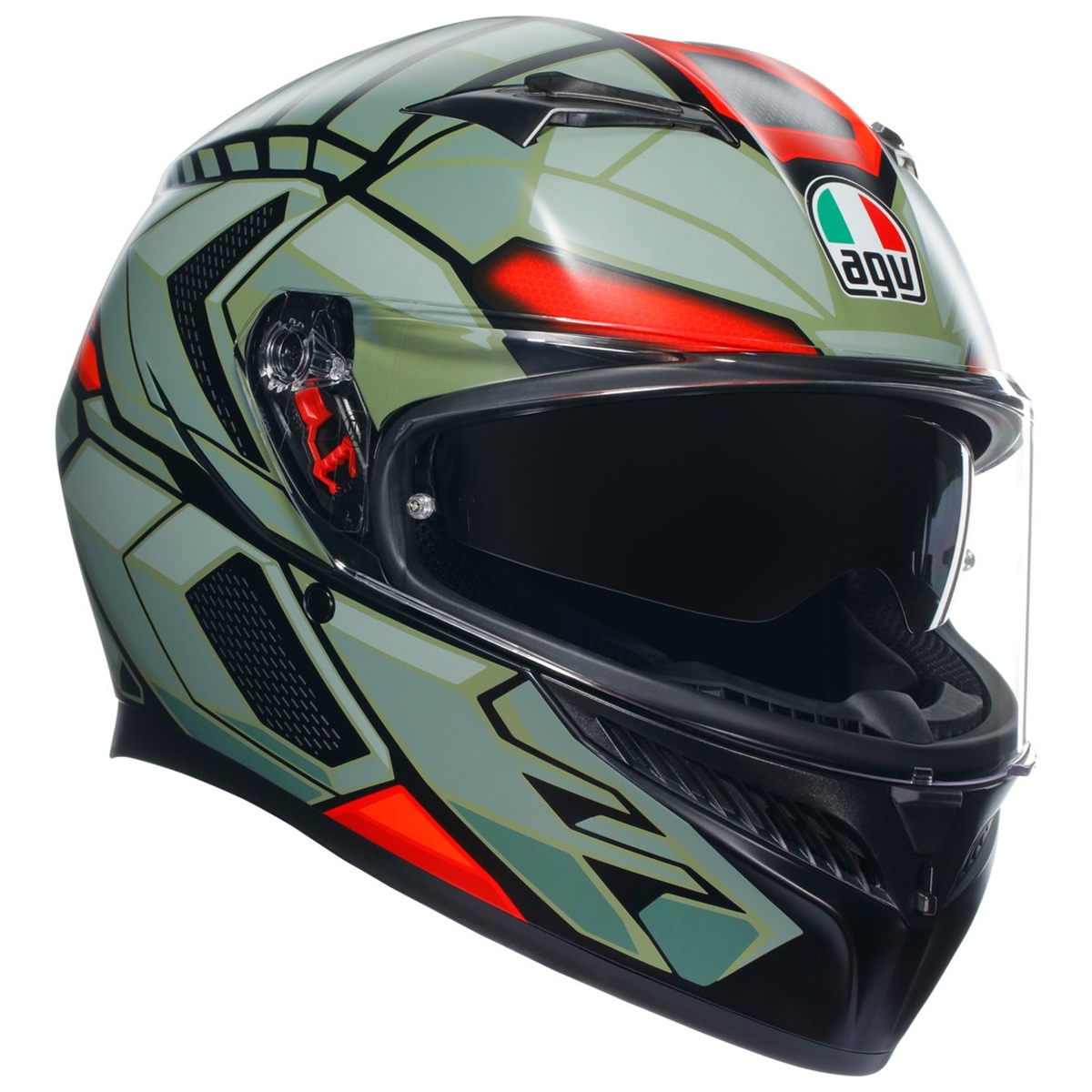 AGV K3 Decept Helm, schwarz-grün-rot matt