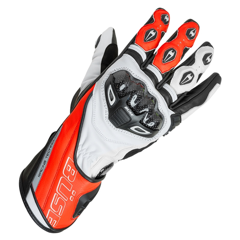 Büse Handschuhe Donington Pro, weiß-fluorot-schwarz