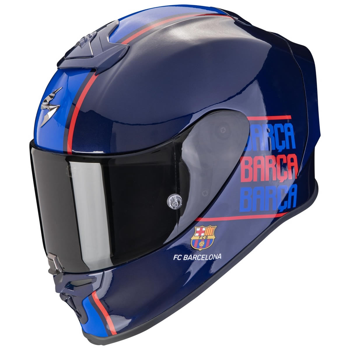 Scorpion EXO-R1 EVO FC Barcelona Helm, blau-rot