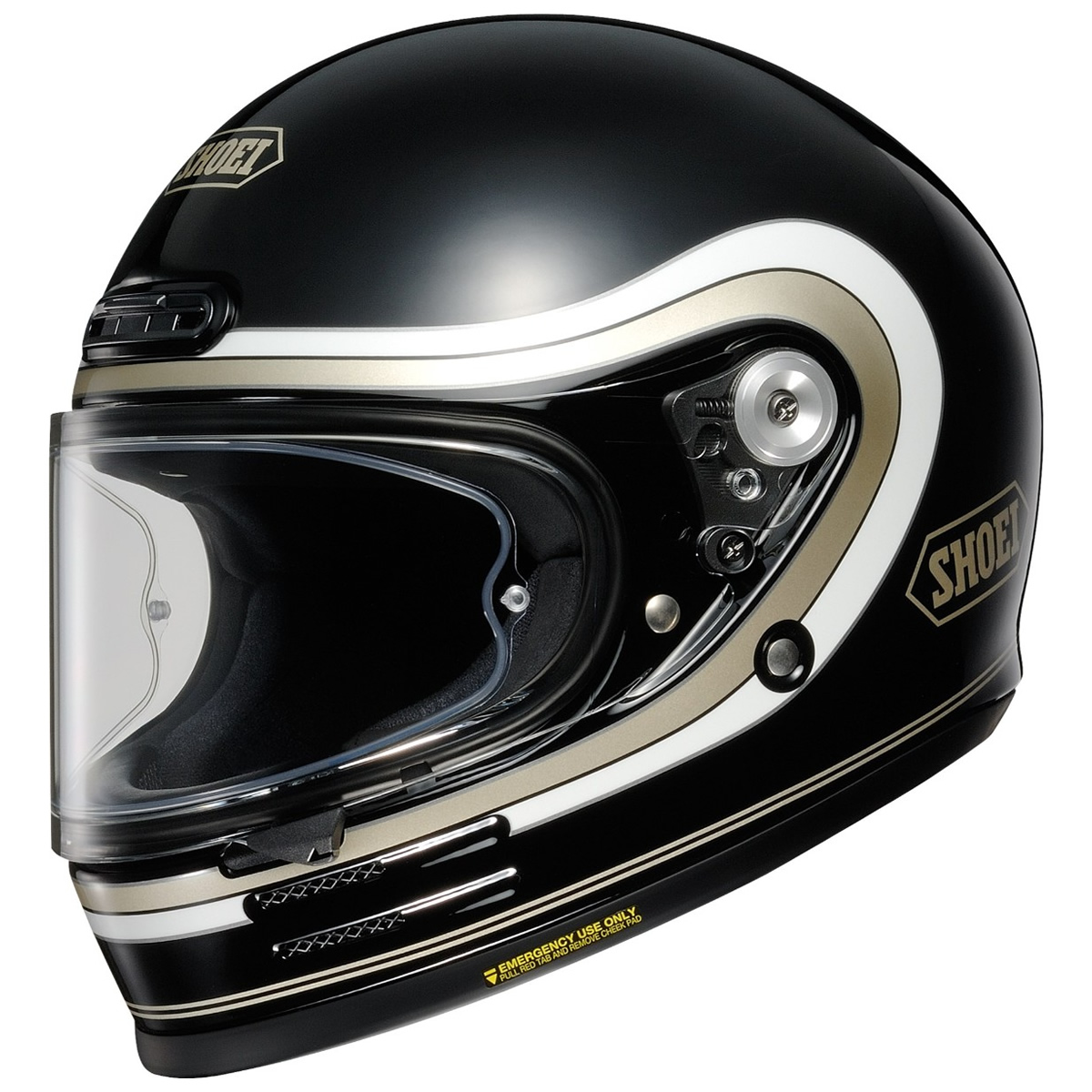 Shoei Helm Glamster 06 Bivouac, schwarz-weiß-gold