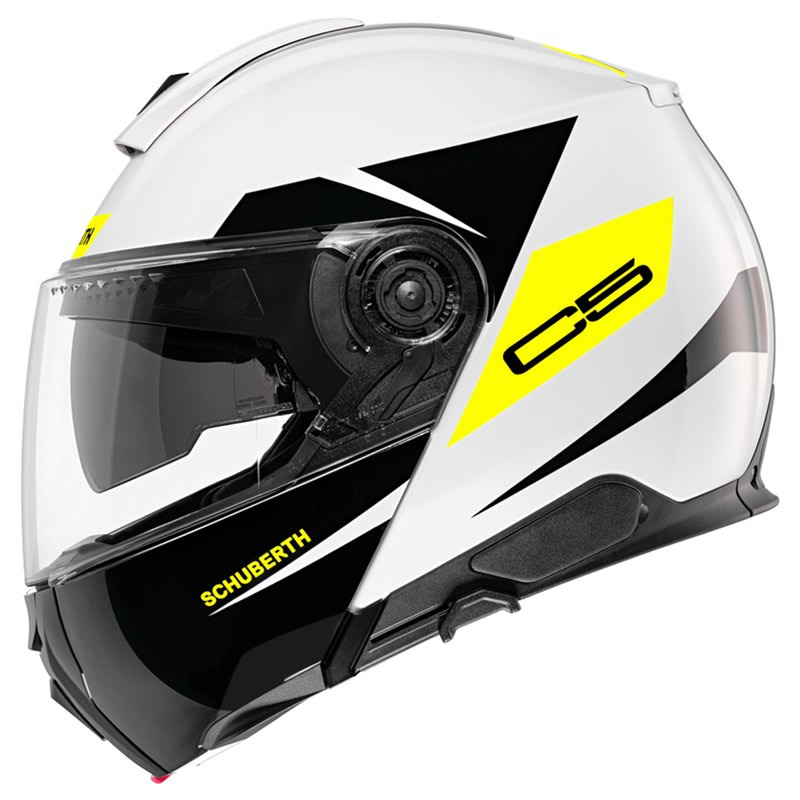 Schuberth C5 Eclipse Helm, weiß-schwarz-gelb