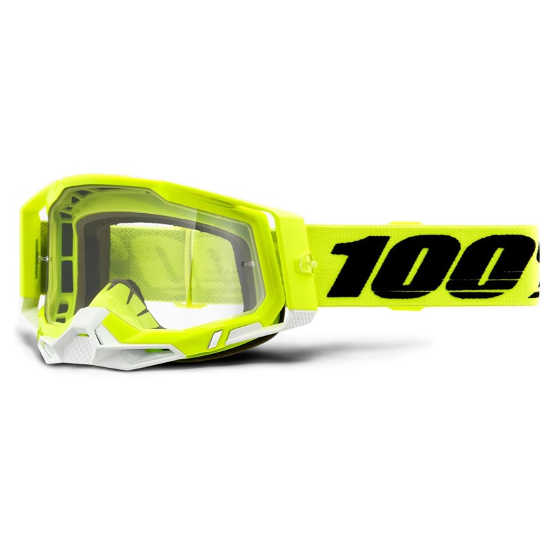 100% Crossbrille Racecraft 2, fluogelb-weiß, rot-verspiegelt