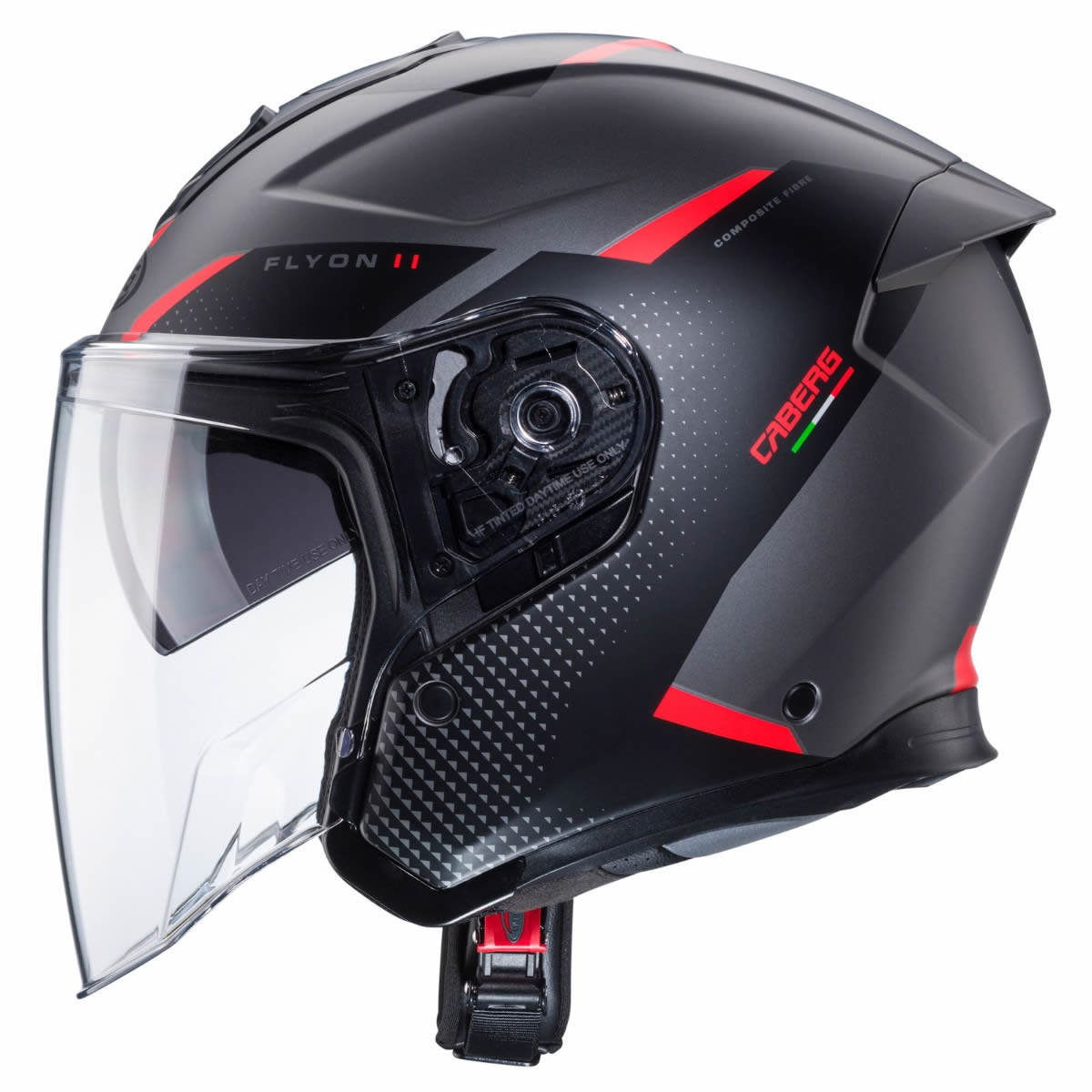 Caberg Flyon II Boss Helm, grau-rot-schwarz matt