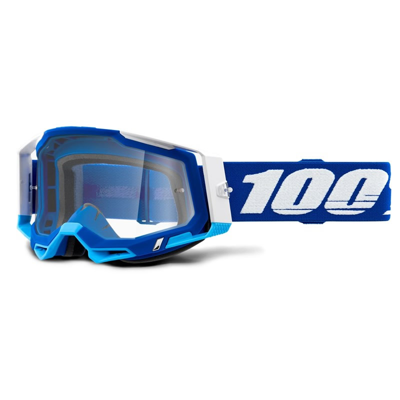 100% Racecraft 2 Crossbrille, blau-weiß, blau-verspiegelt