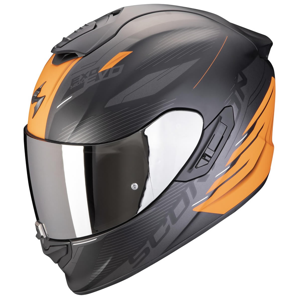 Scorpion EXO-1400 EVO II Air Luma Helm, schwarz-orange matt