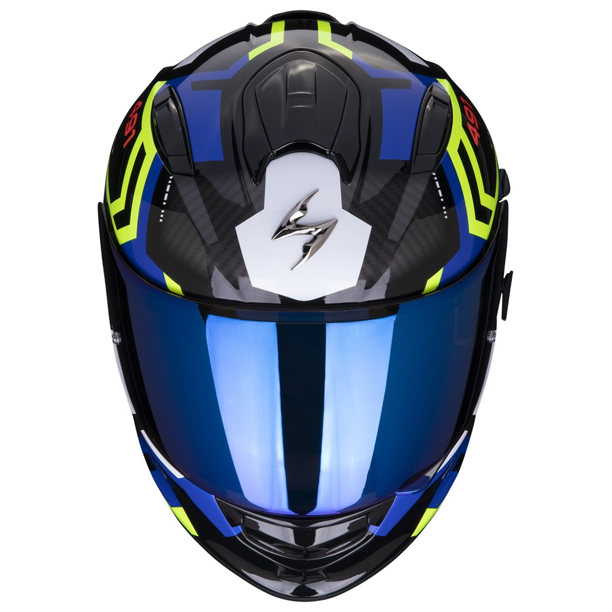 Scorpion EXO-491 Spin Helm, schwarz-blau-fluogelb