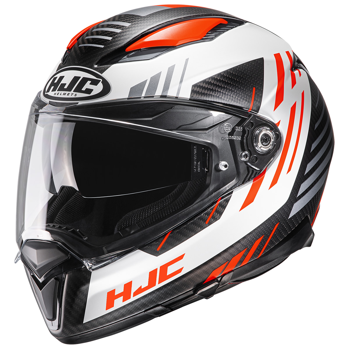 HJC Helm F70 Carbon Kesta MC6HSF, schwarz-weiß-orange matt