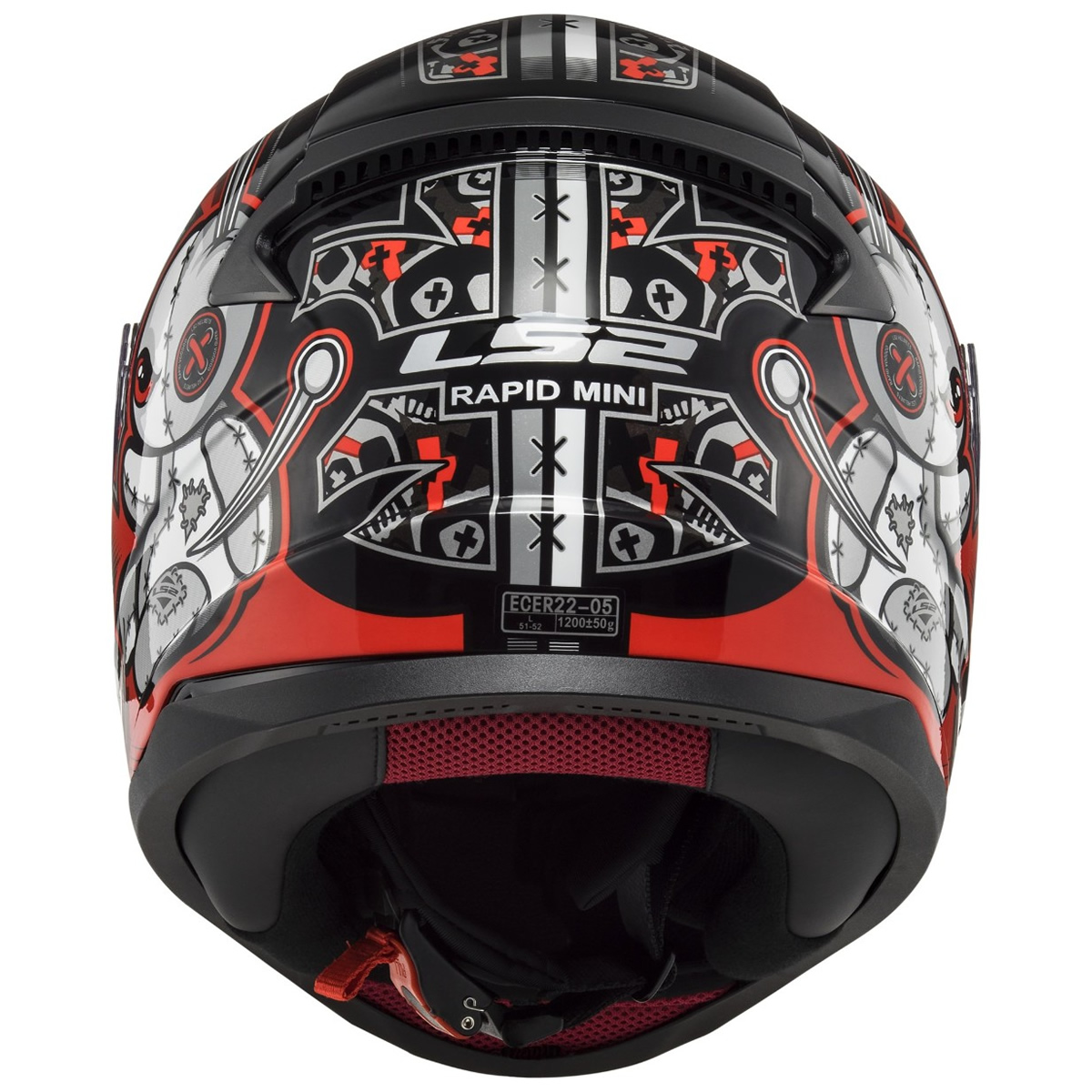 LS2 Helmets Kinderhelm Rapid Mini FF353 Voodoo, schwarz-rot