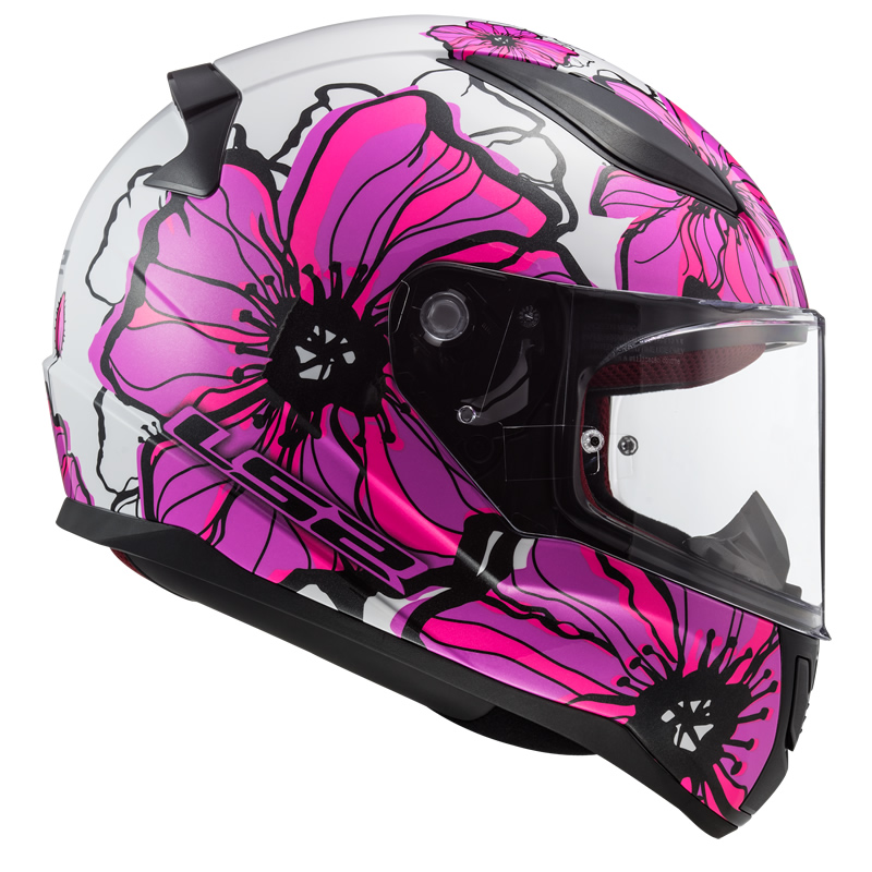 LS2 Helmets Helm Rapid FF353 Poppies, pink-schwarz-weiß