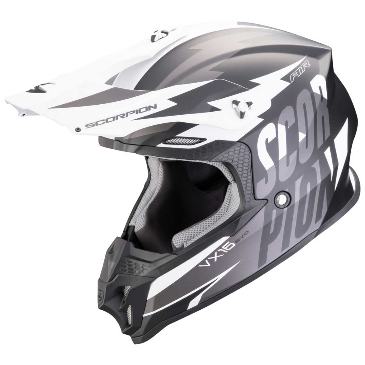 Scorpion VX-16 EVO Air Slanter Helm, schwarz-silber matt