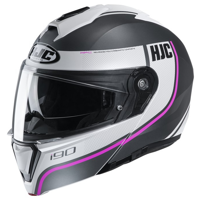 HJC Helm i90 Davan MC8SF, schwarz-weiß-pink matt