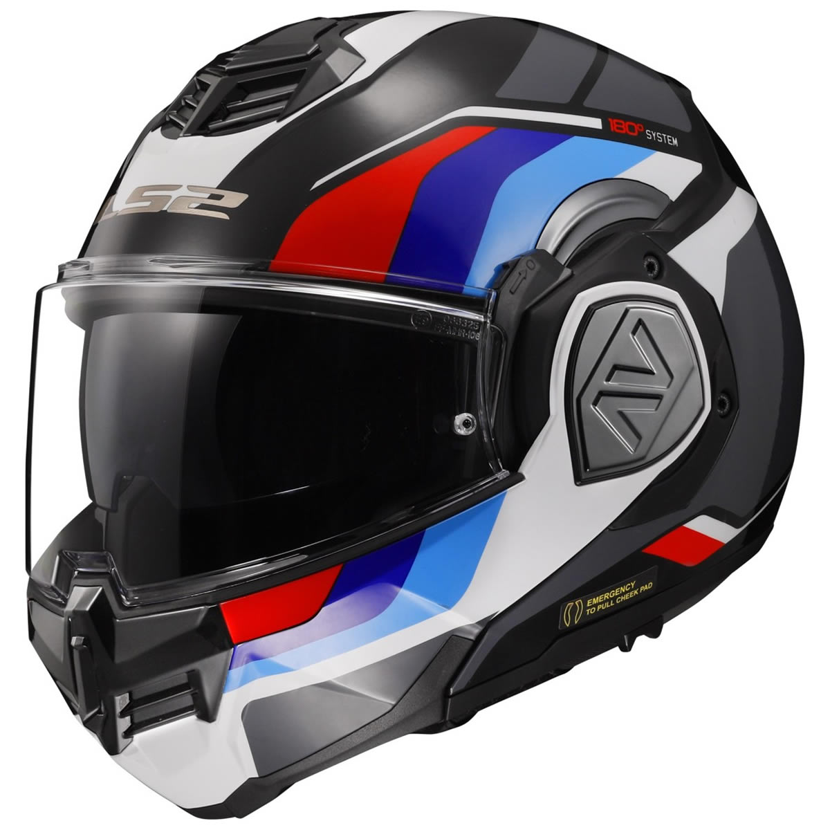 LS2 Helmets Klapphelm Advant Sport FF906, schwarz-blau-weiß-rot