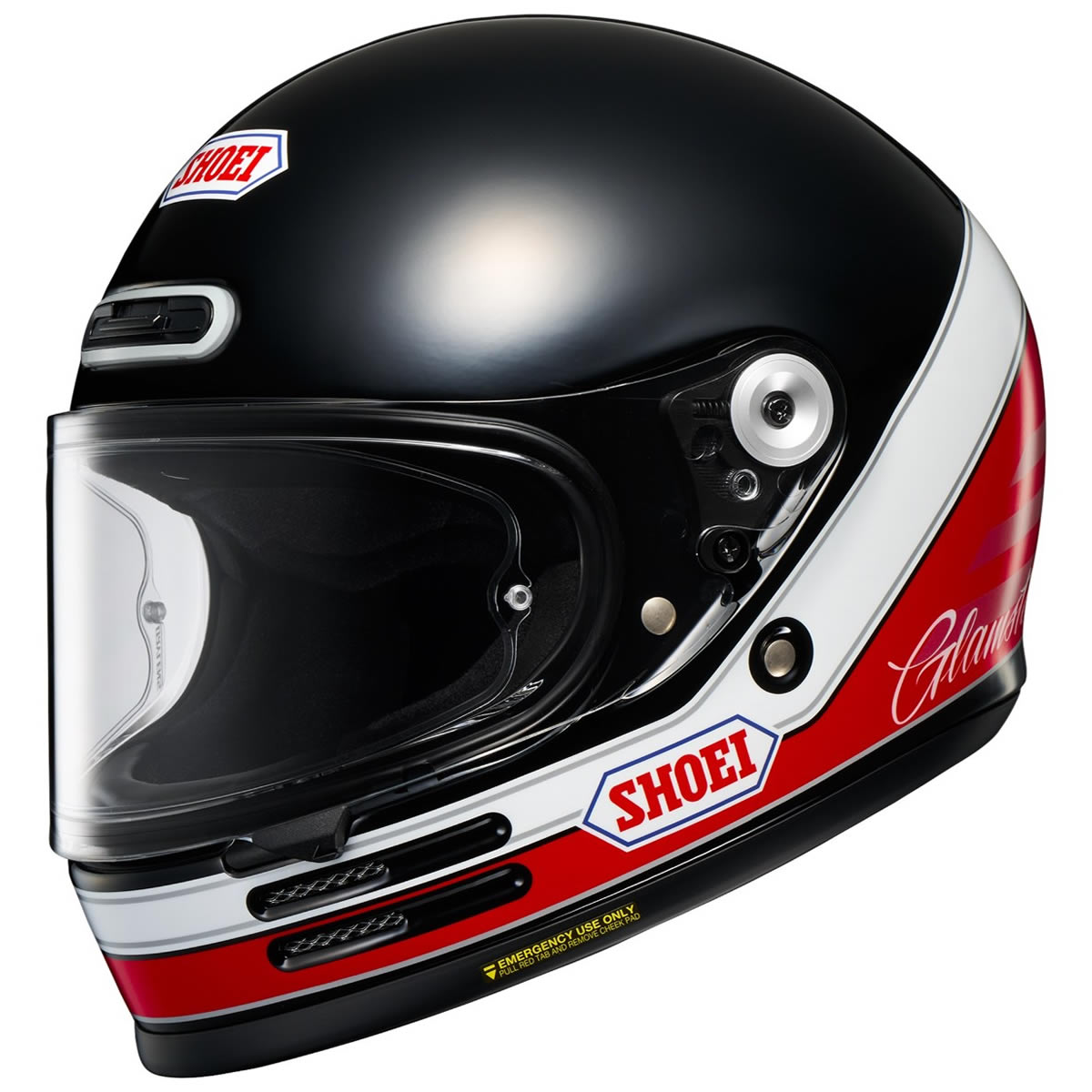Shoei Glamster06 Abiding TC-1 Helm, schwarz-rot-weiß