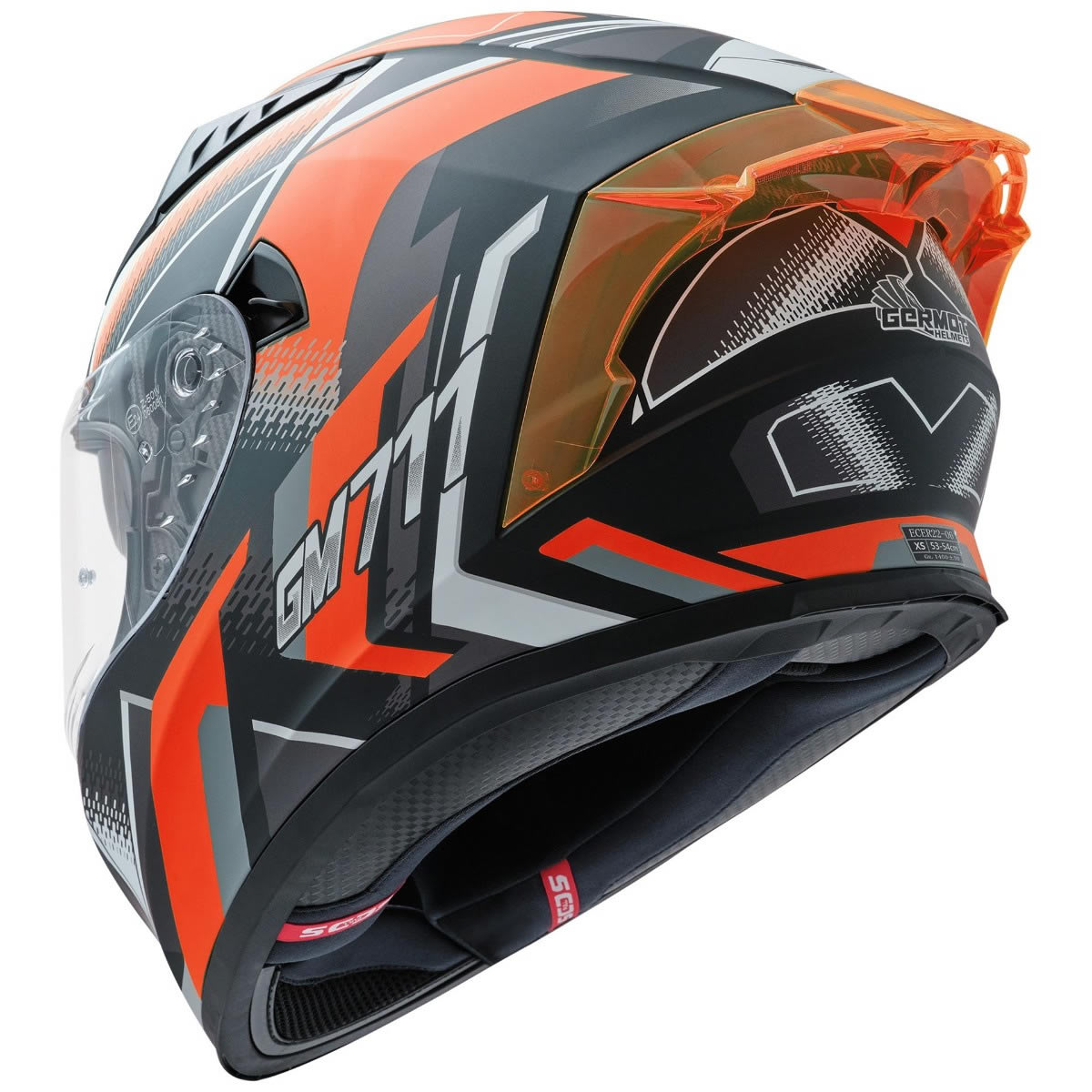 Germot GM 711 Helm, schwarz-orange matt
