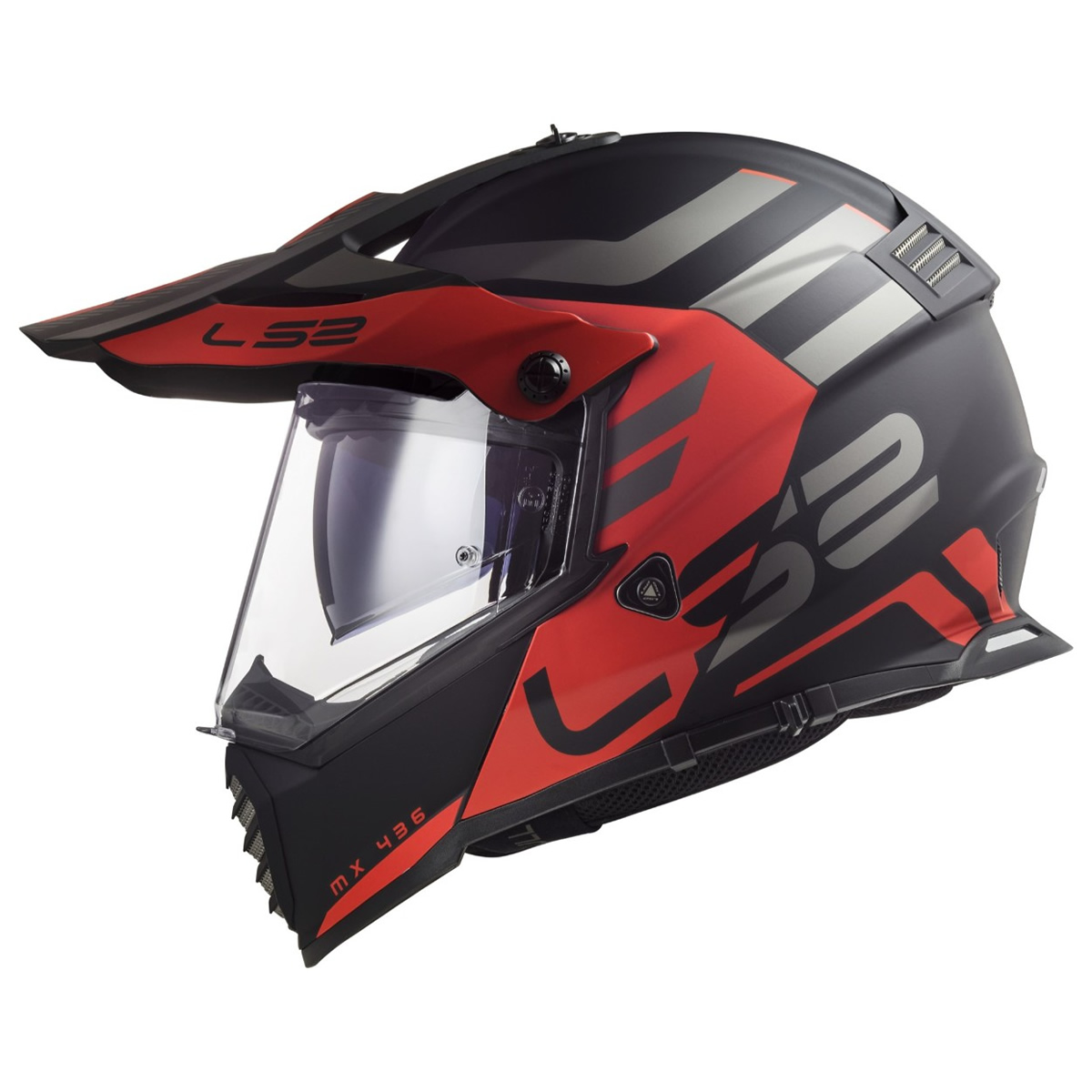 LS2 Helmets Helm Pioneer Evo MX436 Adventurer, schwarz-rot matt