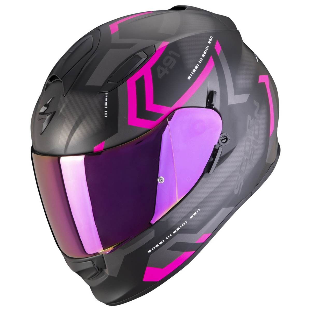 Scorpion EXO-491 Spin Helm, schwarz-pink matt