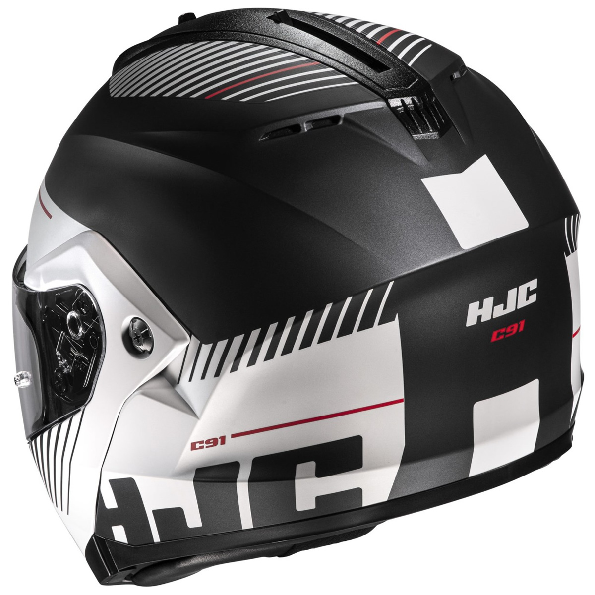 HJC Helm C91 Prod, schwarz-weiß-rot matt