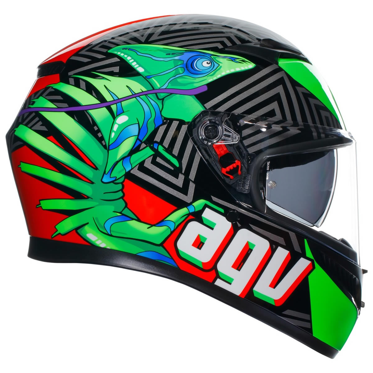 AGV K3 Kamaleon Helm, schwarz-rot-grün